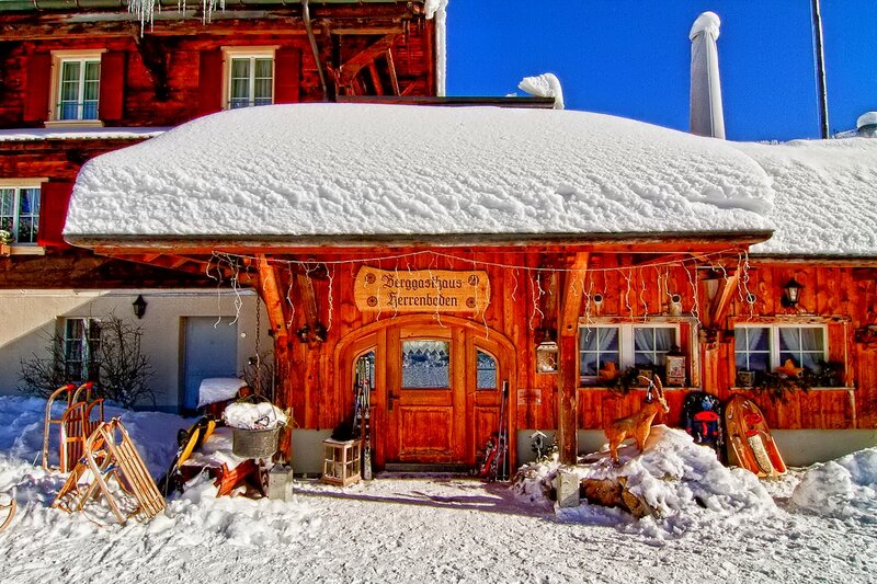 Wooden Cabin in Snow — Brown, Peaceful