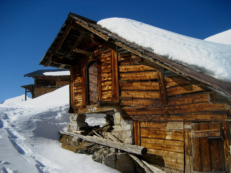 Wooden Cabin in Snow — Brown
