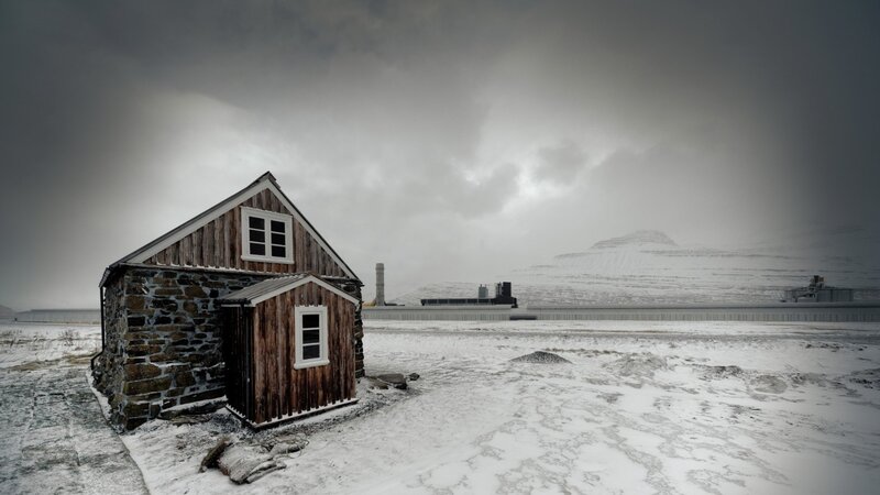 Wooden Cabin in Snow — Gray