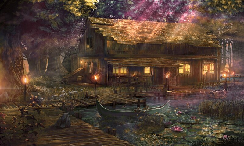Wooden Cabin in Swamp