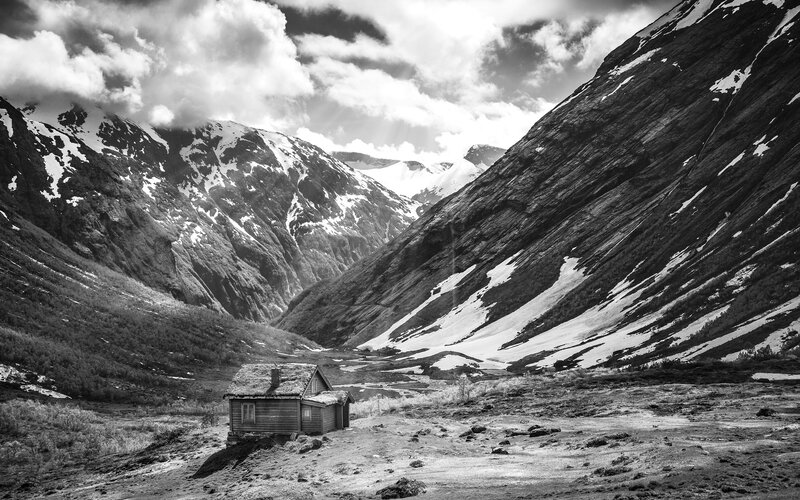 Wooden Cabin in Valley — Black