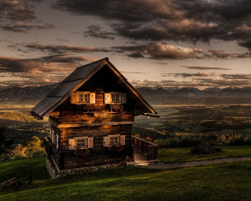 Wooden Cabin on Hill — Photograph