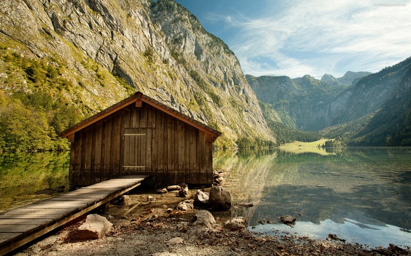 Wooden Cabin on Lake — Brown
