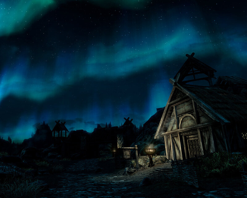 Wooden Cabin under Aurora