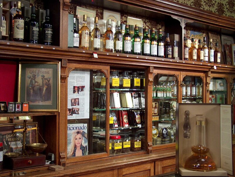 wooden cabinet with bottles