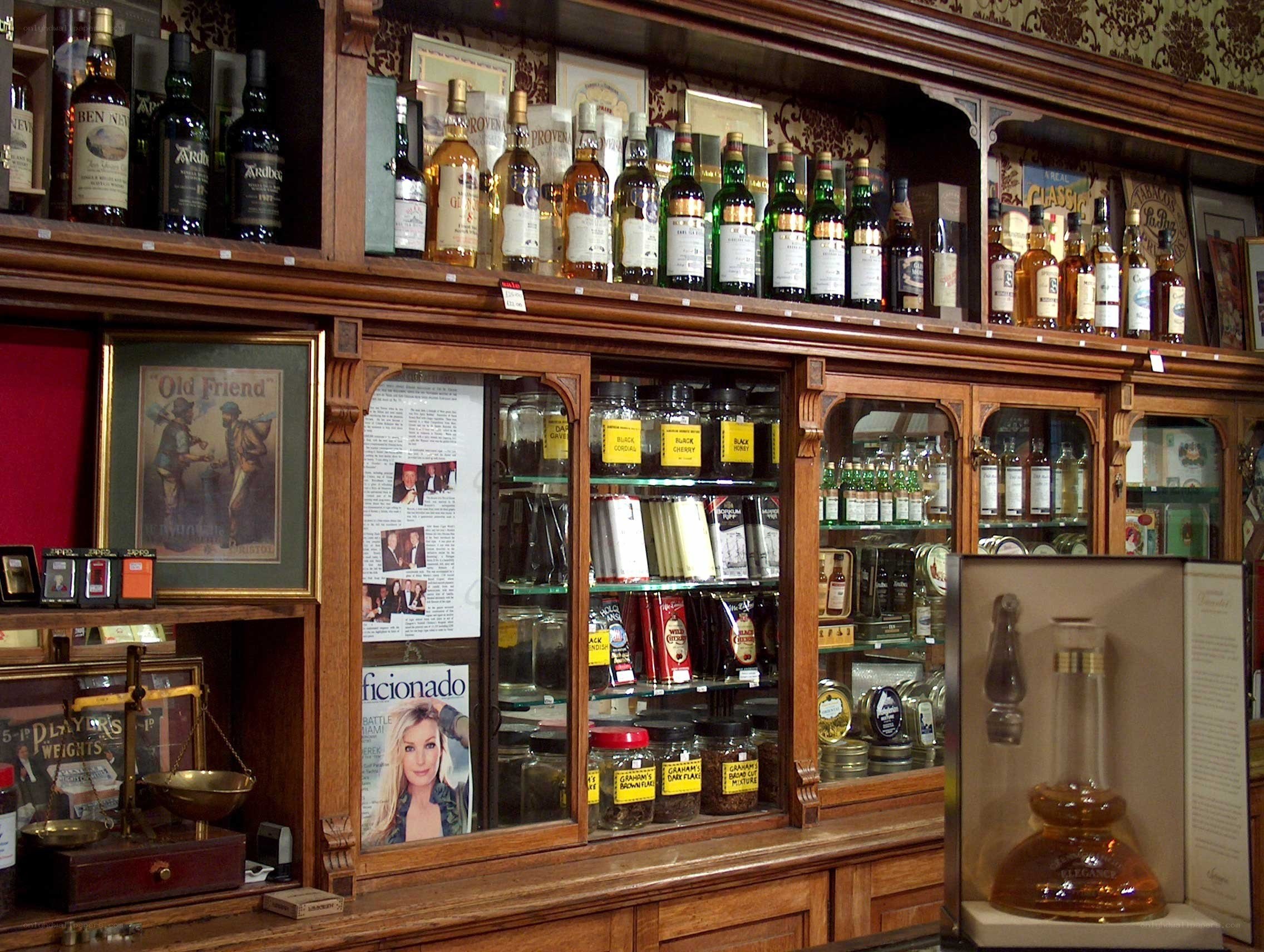 wooden cabinet with bottles
