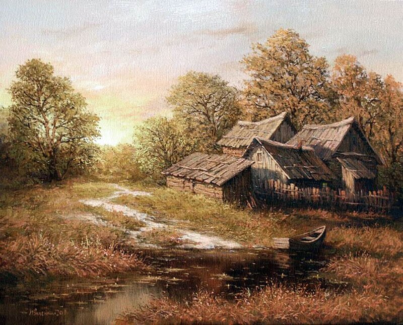 Wooden Cabins by River