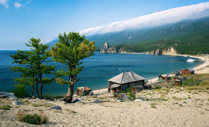 Wooden Cabins on Beach