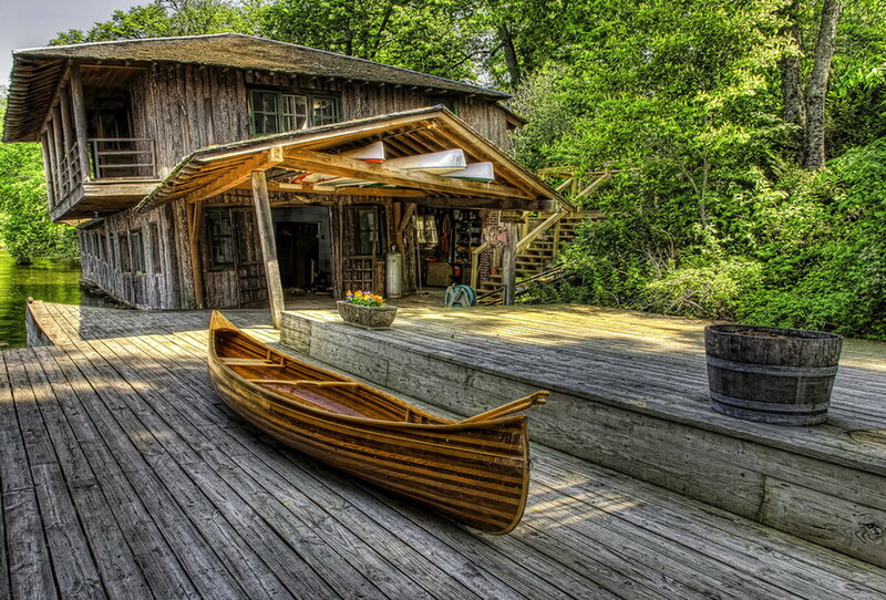 Wooden Canoe on Dock