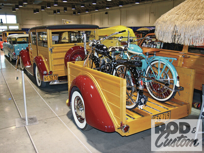 Wooden Car with Motorcycles