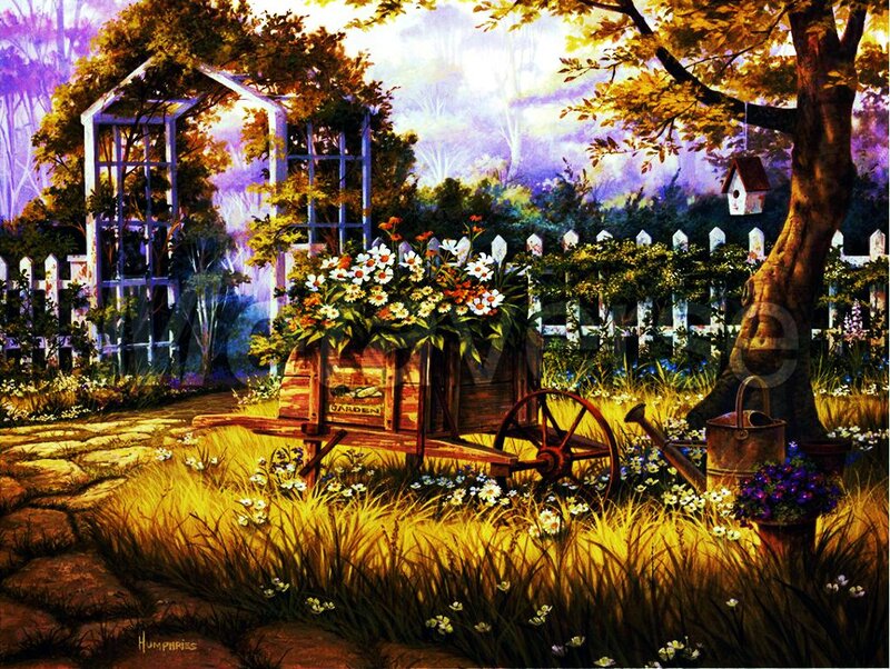 Wooden Cart in Garden — Yellow