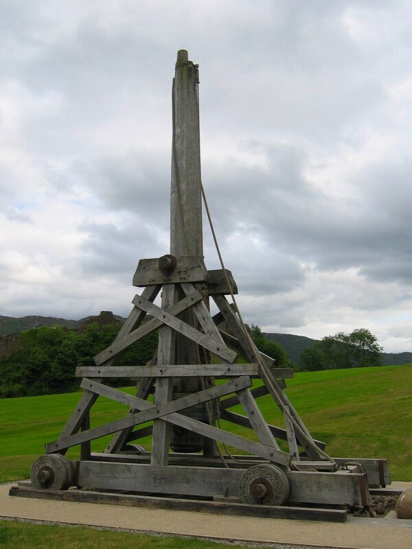 Wooden catapult on display