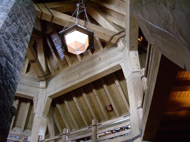 wooden ceiling with lantern