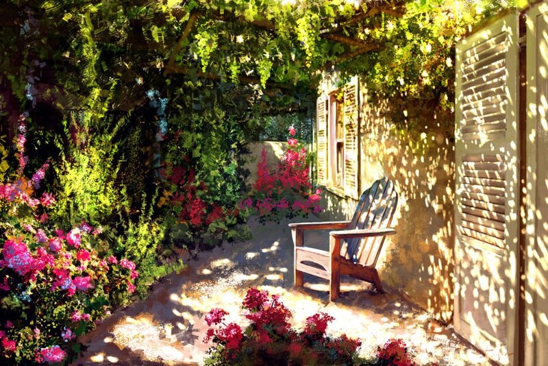Wooden Chair in Garden — Green