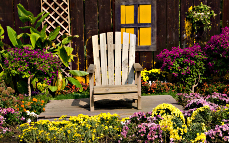 Wooden Chair in Garden — Yellow