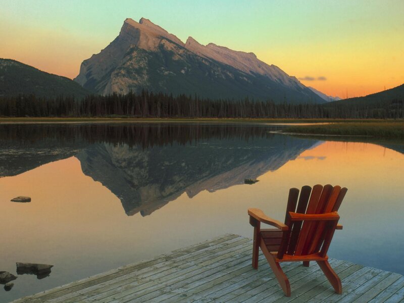 Wooden Chair on Dock — Orange