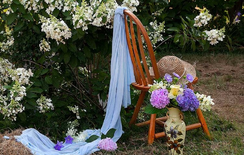 Wooden Chair with Flowers