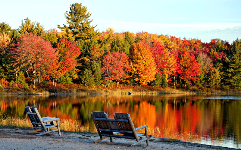 Wooden Chairs by Lake