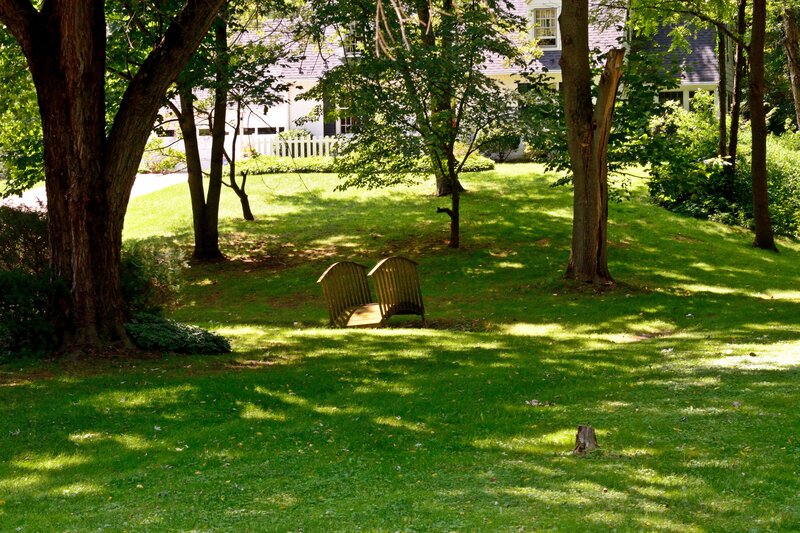 Wooden Chairs in Yard
