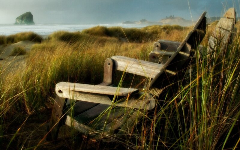 Wooden Chairs on Beach — Serene