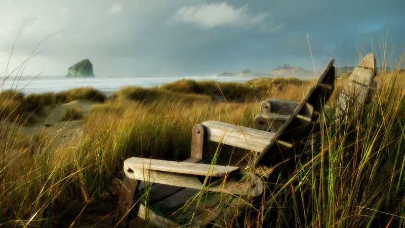 Wooden Chairs on Beach