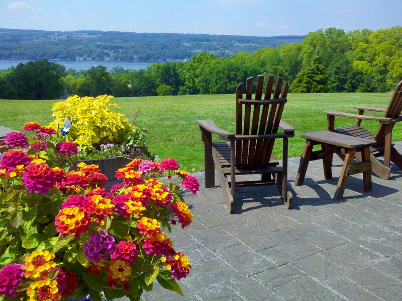 Wooden Chairs on Patio — Green