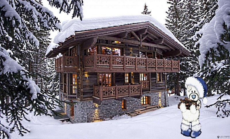 Wooden Chalet in Snow — White