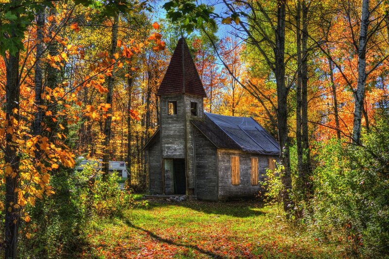 Wooden Chapel in Forest — Orange
