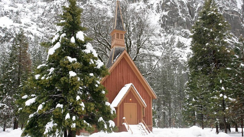 Wooden Chapel in Snow — Brown