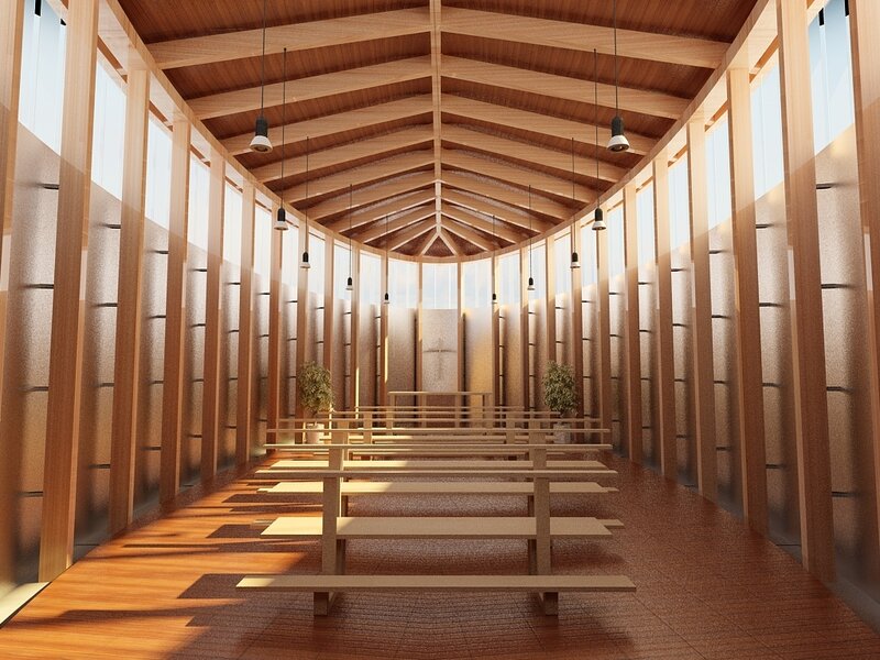 Wooden Chapel Interior — Brown