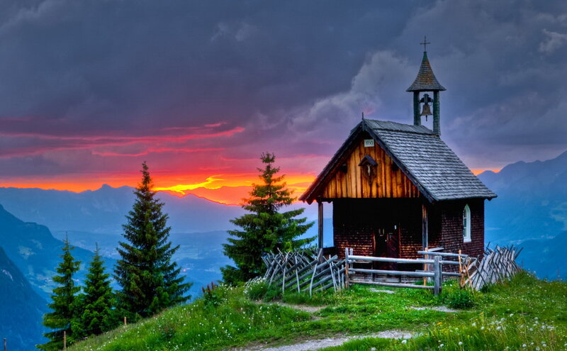 Wooden Chapel on Hill