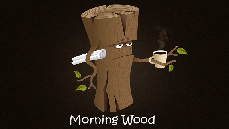 Wooden Character with Coffee