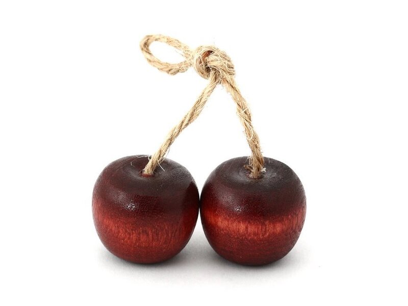 wooden cherry ornaments