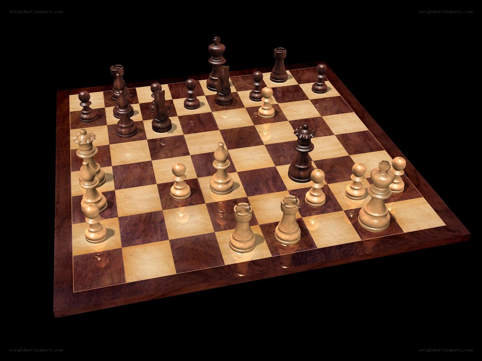 wooden chess set on board