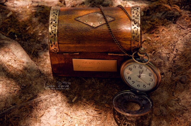 Wooden Chest and Pocket Watch