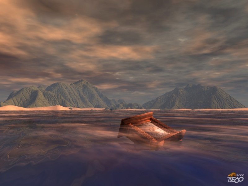 wooden chest in water