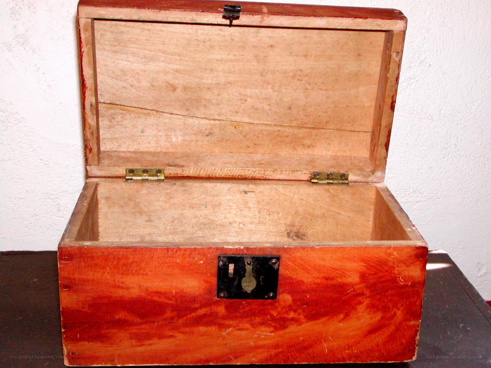 wooden chest with lock
