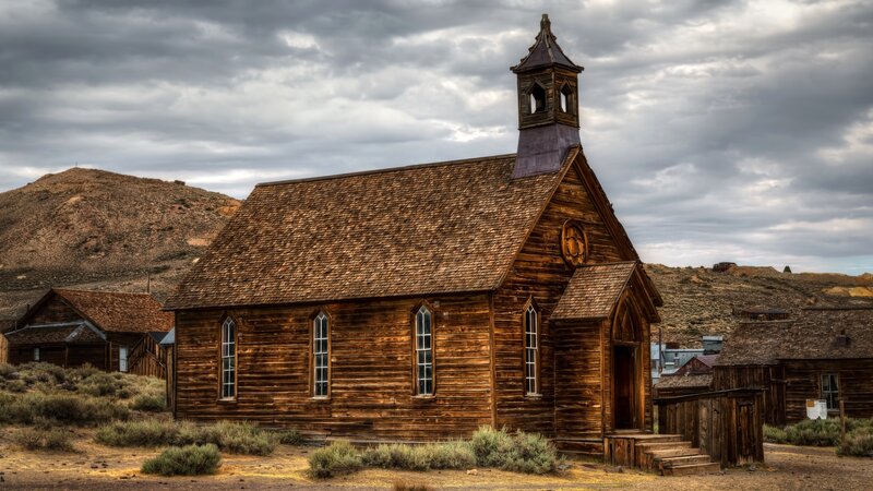 Wooden Church Building — Brown, Dramatic