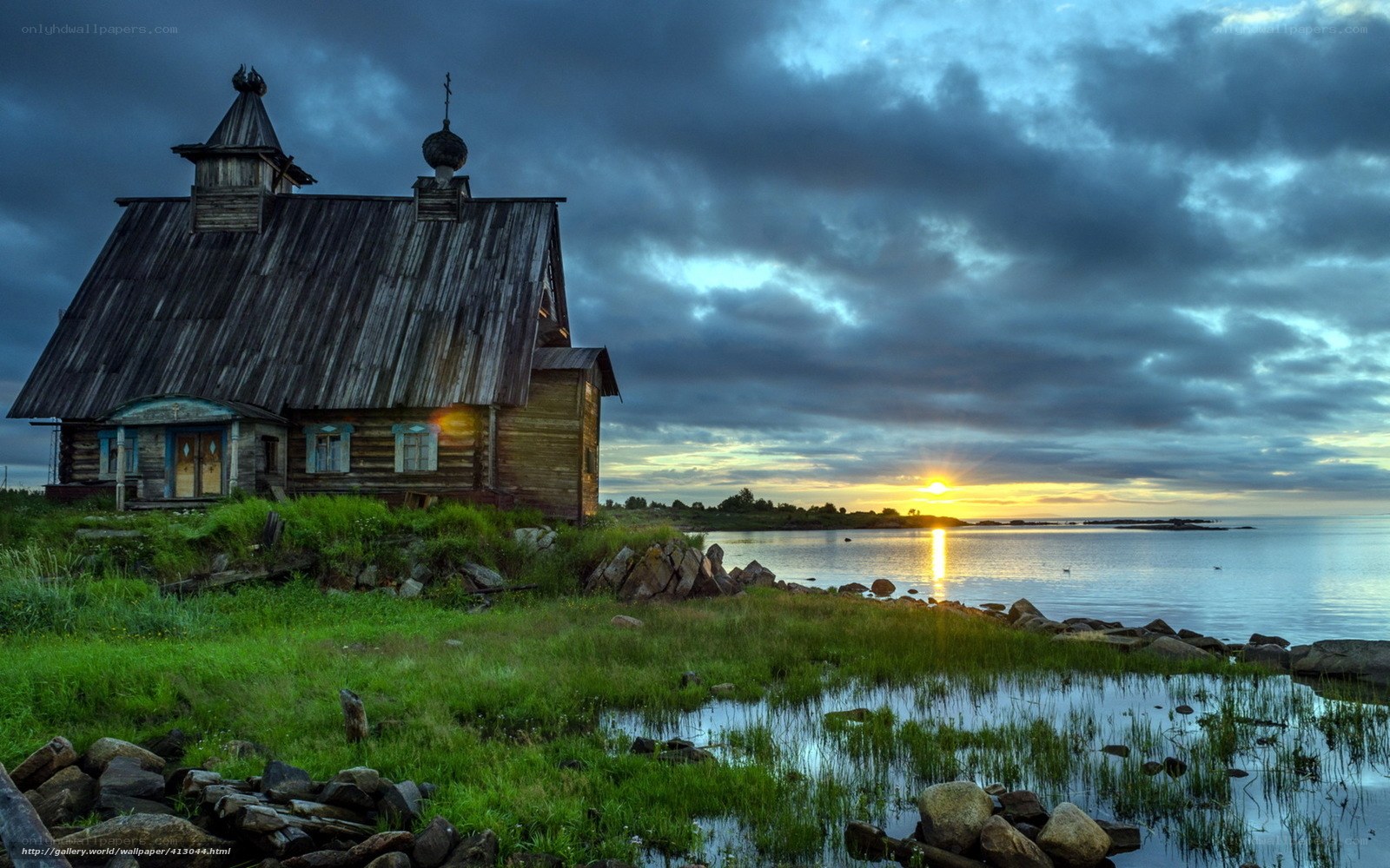 Wooden church by the water