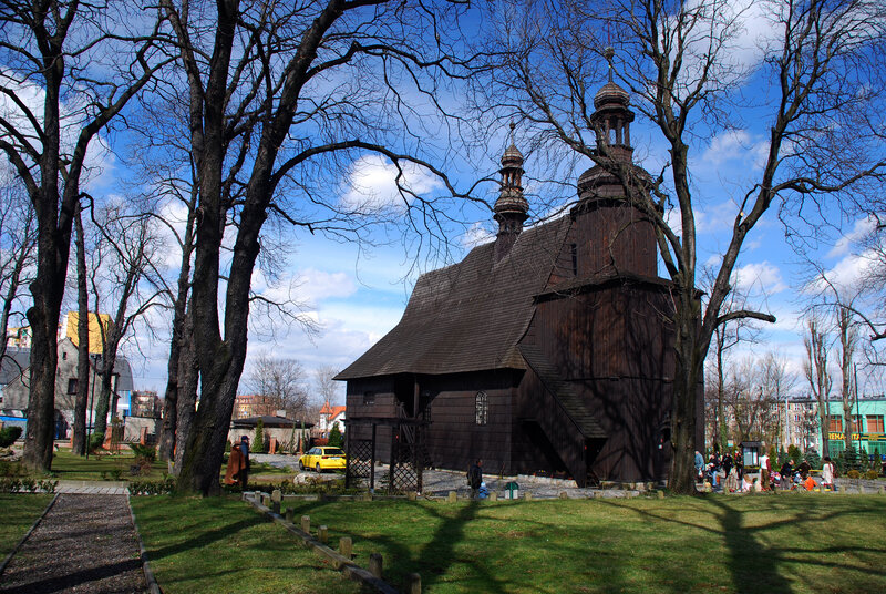 Wooden church in a park