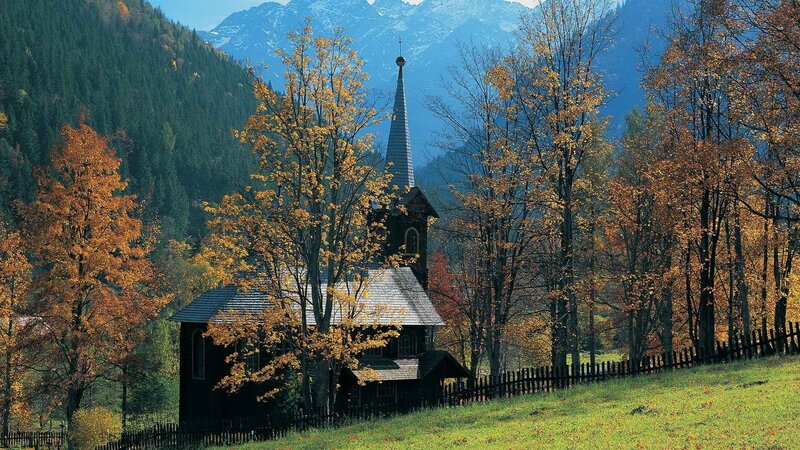 Wooden Church in Autumn — Green, Serene