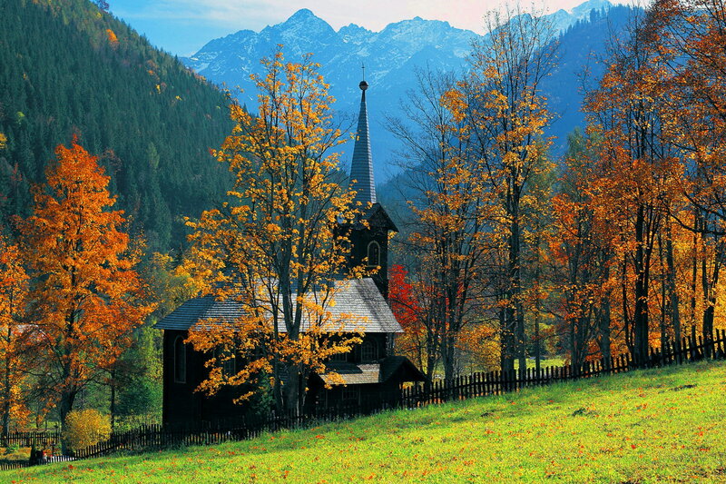 Wooden Church in Autumn