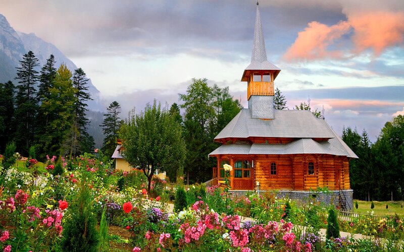 Wooden Church in Garden