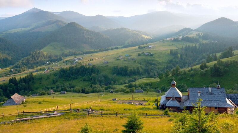 Wooden Church in Mountains