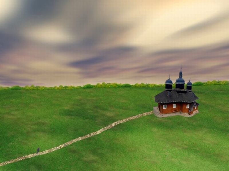 Wooden Church on Hill