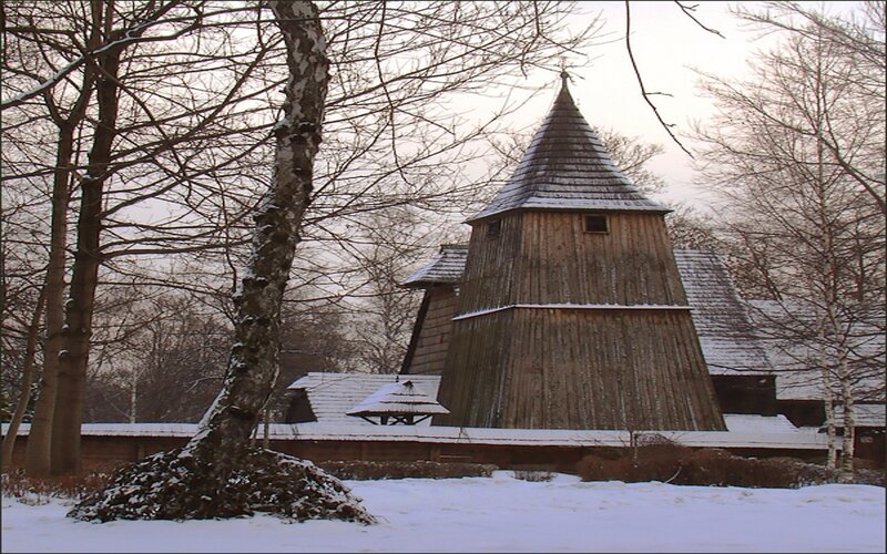 Wooden Church Tower — White