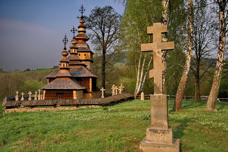 Wooden Church with Crosses