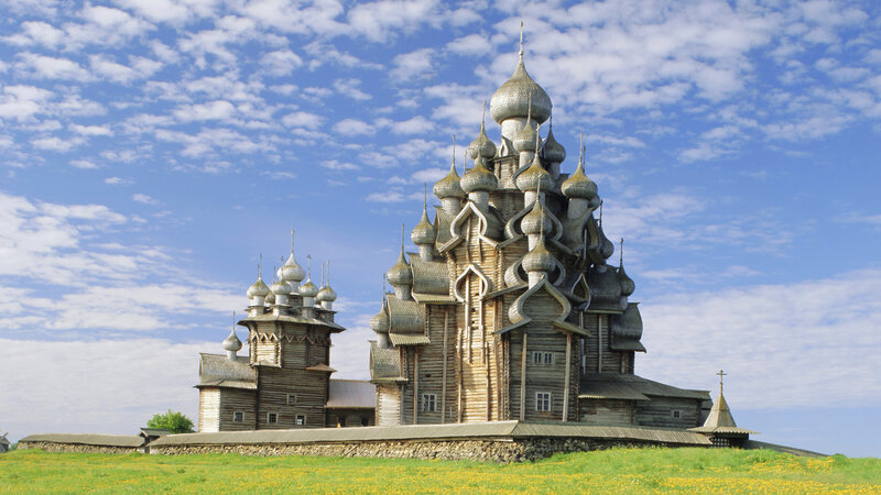 Wooden Church with Domes — Blue