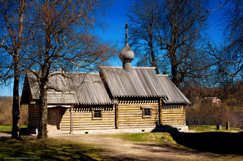 Wooden church with onion dome