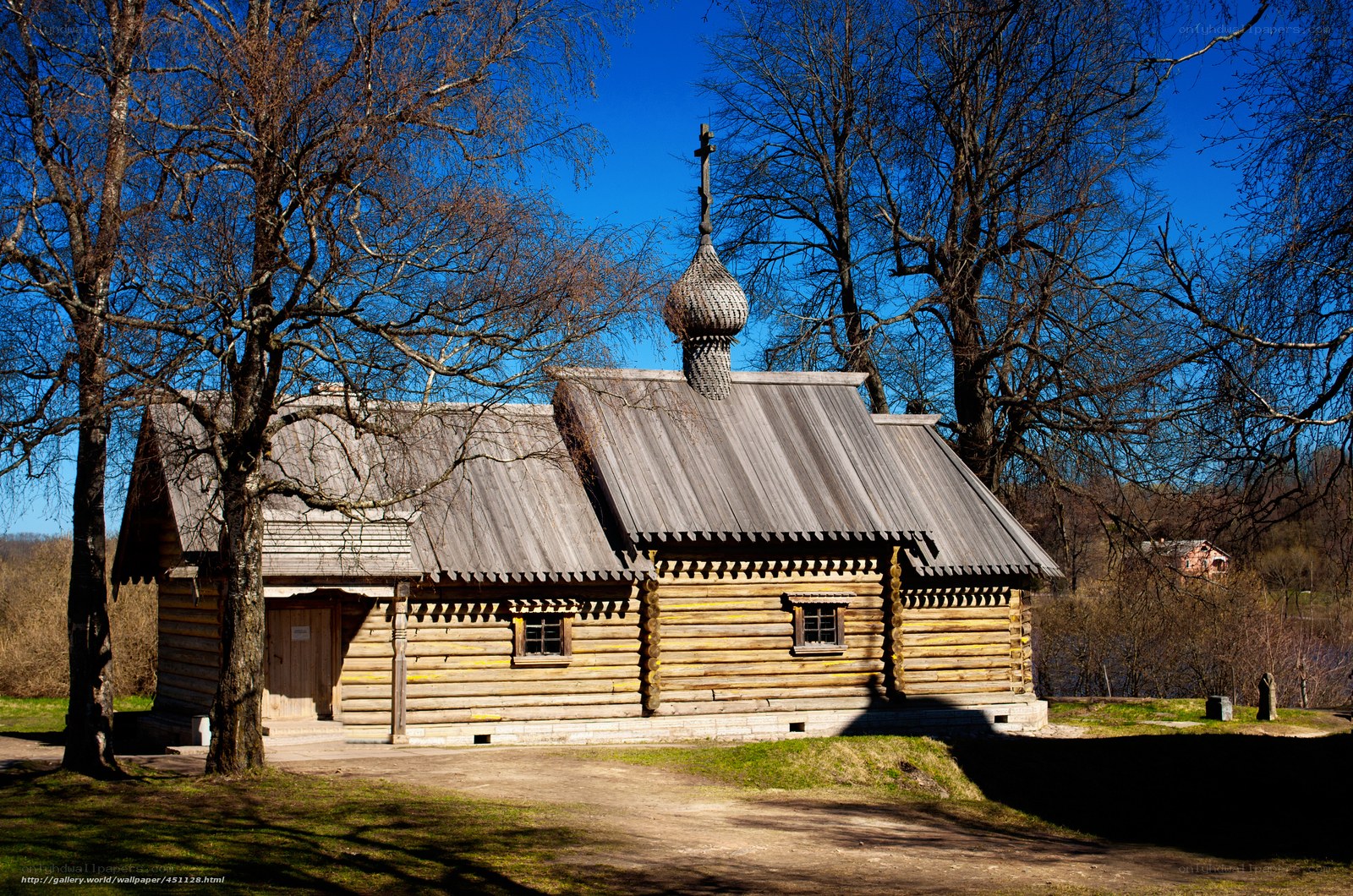 Wooden church with onion dome